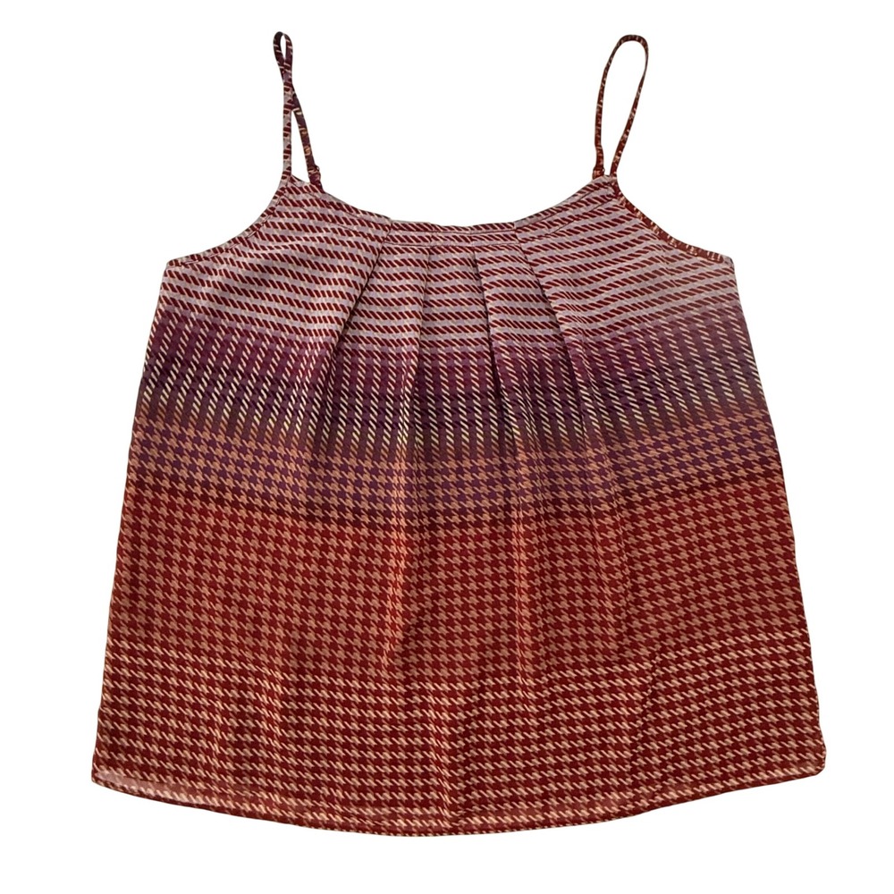 Cabi Style 555 Pleated Houndstooth Lined Cami Tank Top Women's Size Small 319
